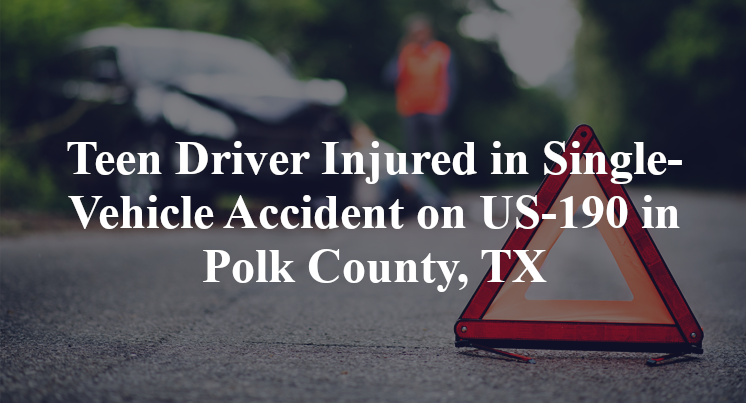 Teen Driver Injured in Single-Vehicle Accident on US-190 in Polk County, TX